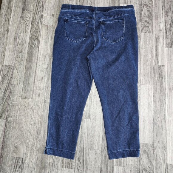 Time And Tru Pants Womens XL Blue Pull On Jeggings Cropped Denim Stretch Capri - Picture 2 of 11